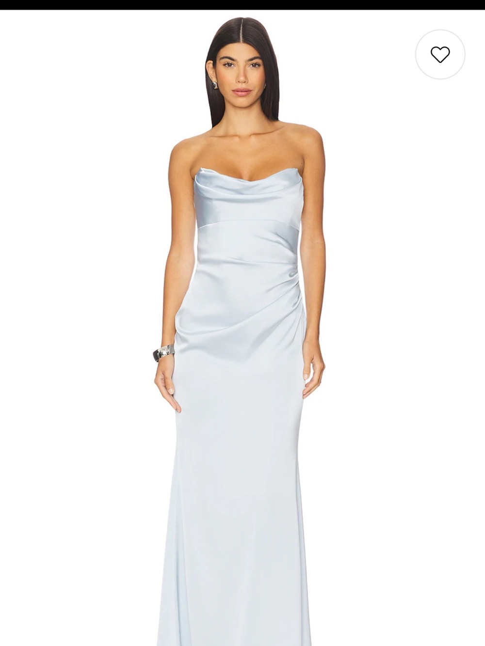 Katie May Strapless Satin Gown in Light Blue